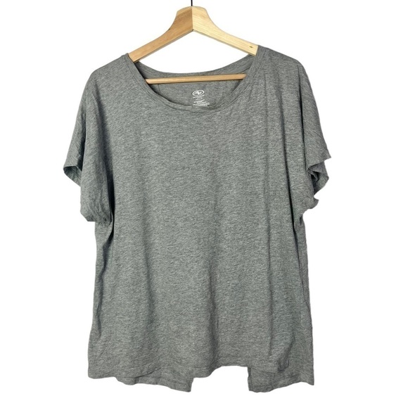 Athletic Works Light Gray Crewneck Open Split Back Short Sleeve T-Shirt L - Picture 2 of 4